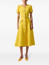 Carolina Herrera Tweed Midi Dress Yellow ID at Farfetch